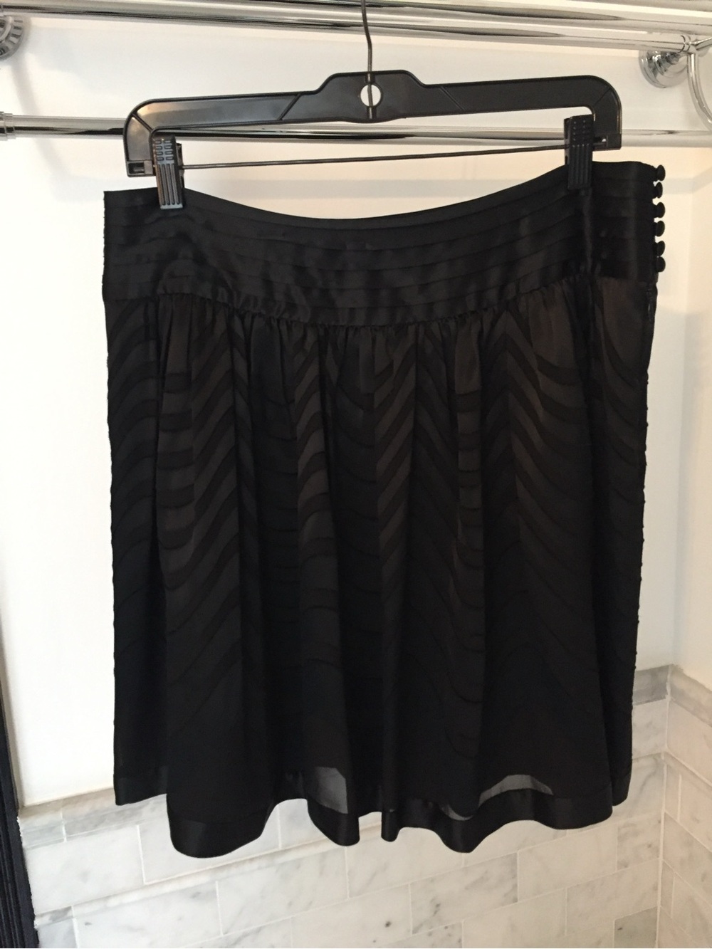 BCBG Black A-Line Pleated Chevron Skirt